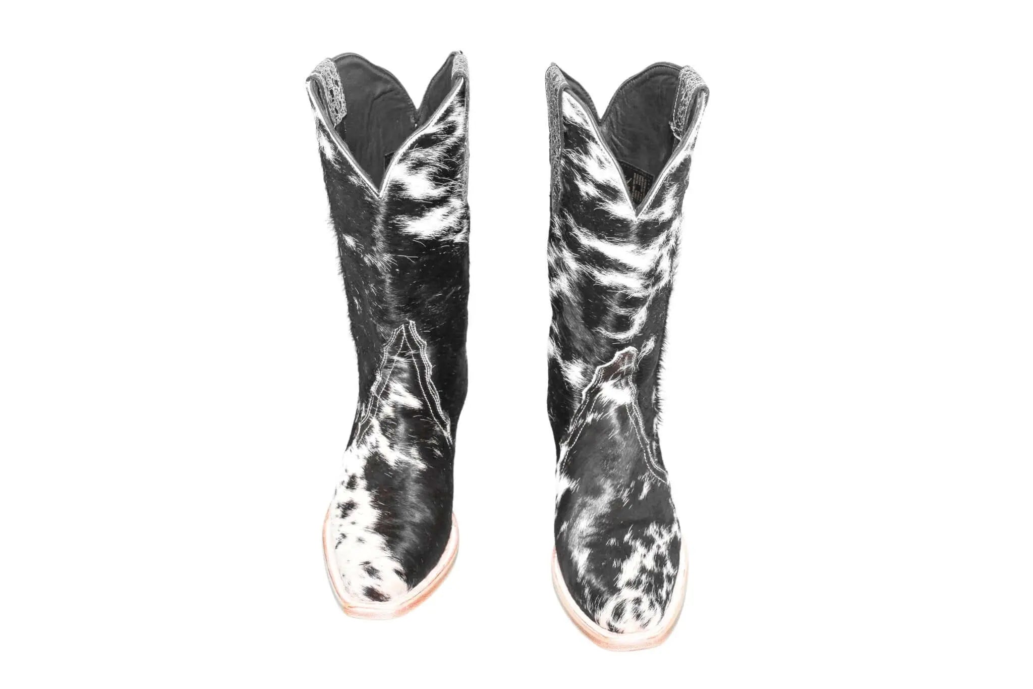 Carmen Tall Cowhide Boots – Hair-on Hide – Size 6.5 – Handmade Western Boots for Women