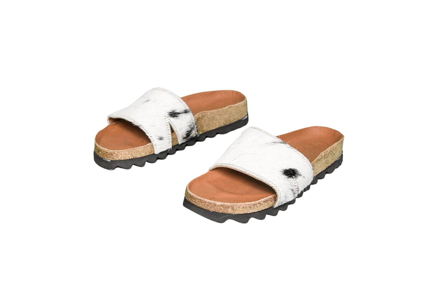 Handmade and handpainted leather sandals with ergonomic cork footbed and longlasting eva sole