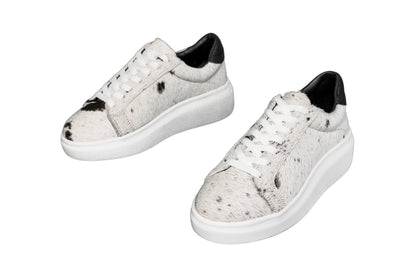 Western footwear - Hair-on hide - cowhide sneakers, comfortable insole, and platform sole