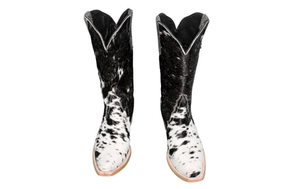 Hair-on hide tall cowboy boots