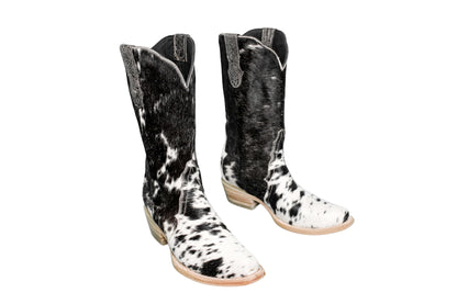 Hair-on hide tall cowboy boots