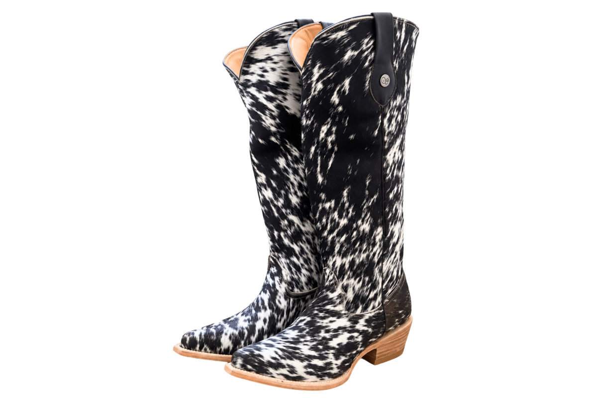 Lorraine Knee-High Cowhide Boots – Black & White - Stiefeld Boots