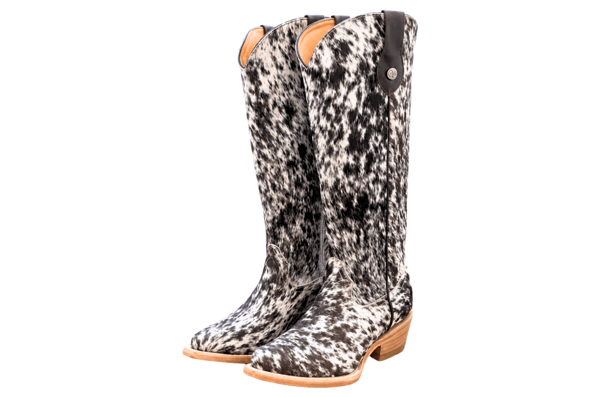 Lorraine Knee-High Cowhide Boots – Brown & White - Stiefeld Boots