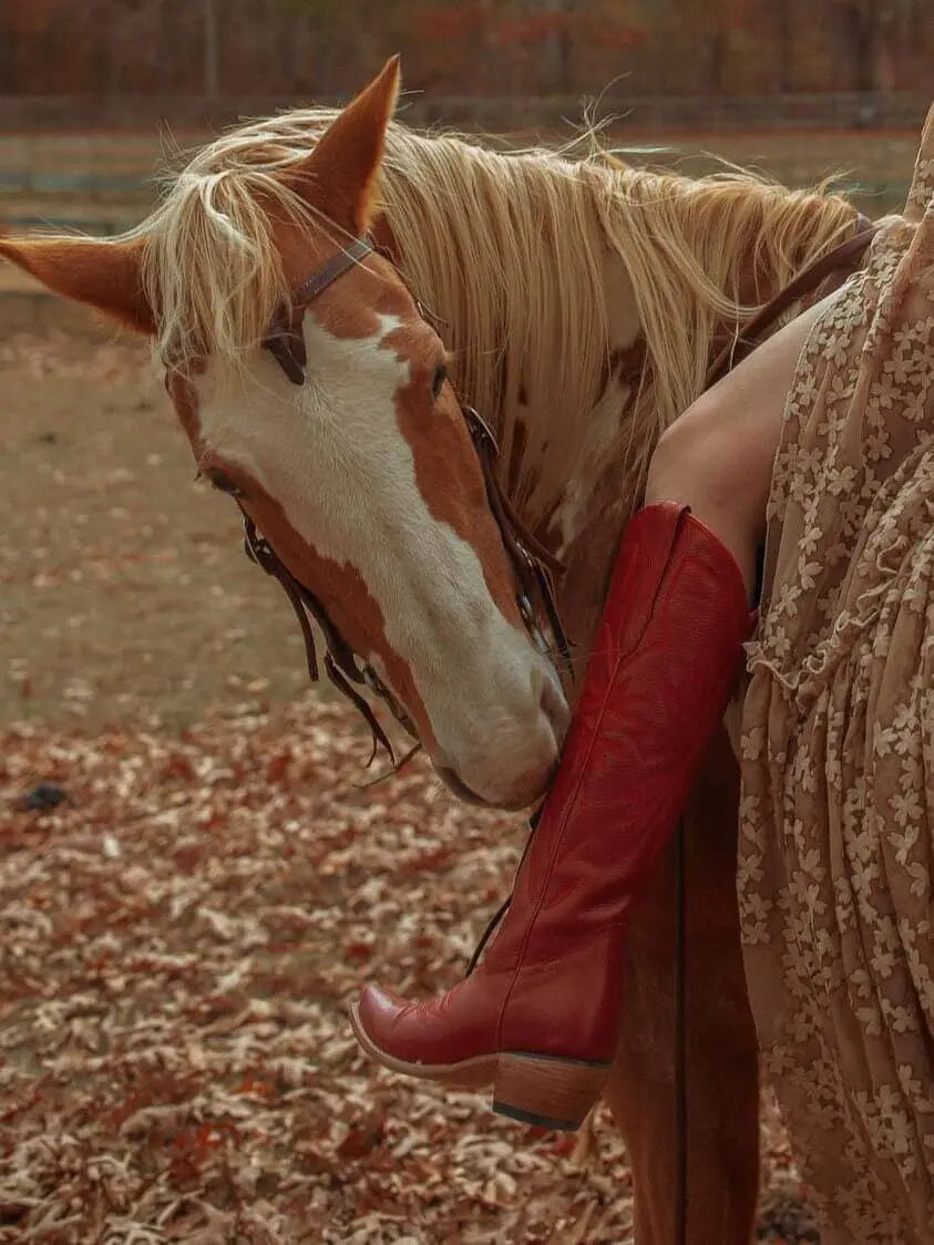 THE LORRAINE BOOTS - red cowhide botos  - Kneehigh boots