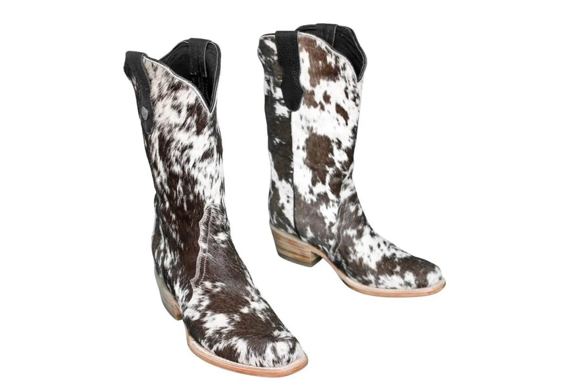Carmen Tall Cowhide Boots – Hair-on Hide – Size 7.5 – Handmade Western Boots for Women