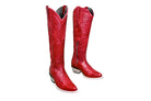 Lorraine Tall Leather Boots – Red Full Grain – Western Handmade Boot