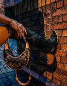 Lorraine Suede Tall Boots – Olive Green – Handmade Western Boots