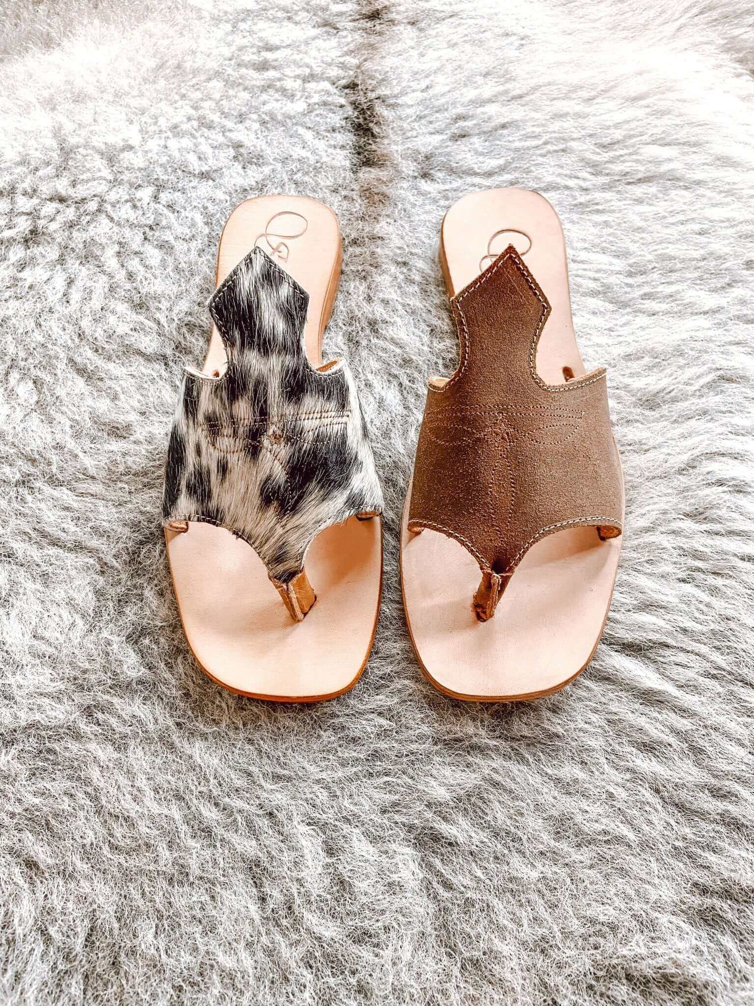 Western cowhide flip flops for women – Wholesale - Summer and Spring Shoes