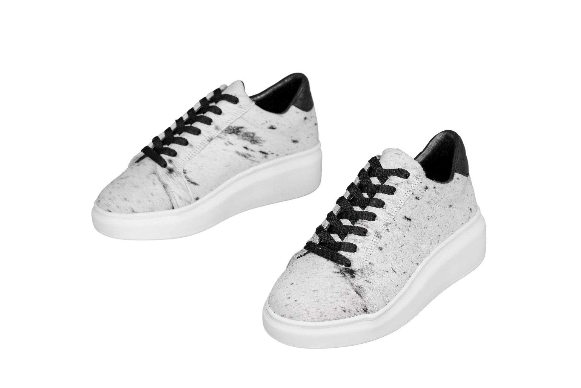 Western footwear - Hair-on hide - cowhide sneakers, comfortable insole, and platform sole