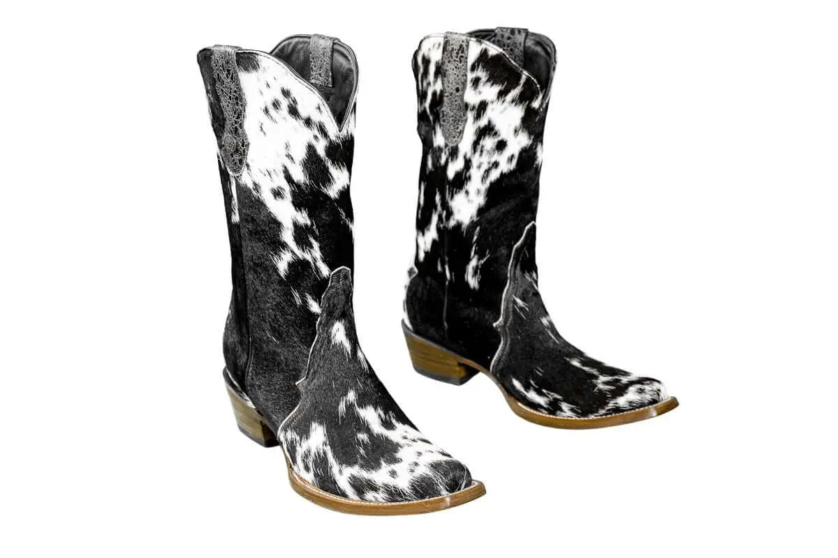 Carmen Tall Cowhide Boots – Hair-on Hide – Size 10.5 – Handmade Western Boots for Women