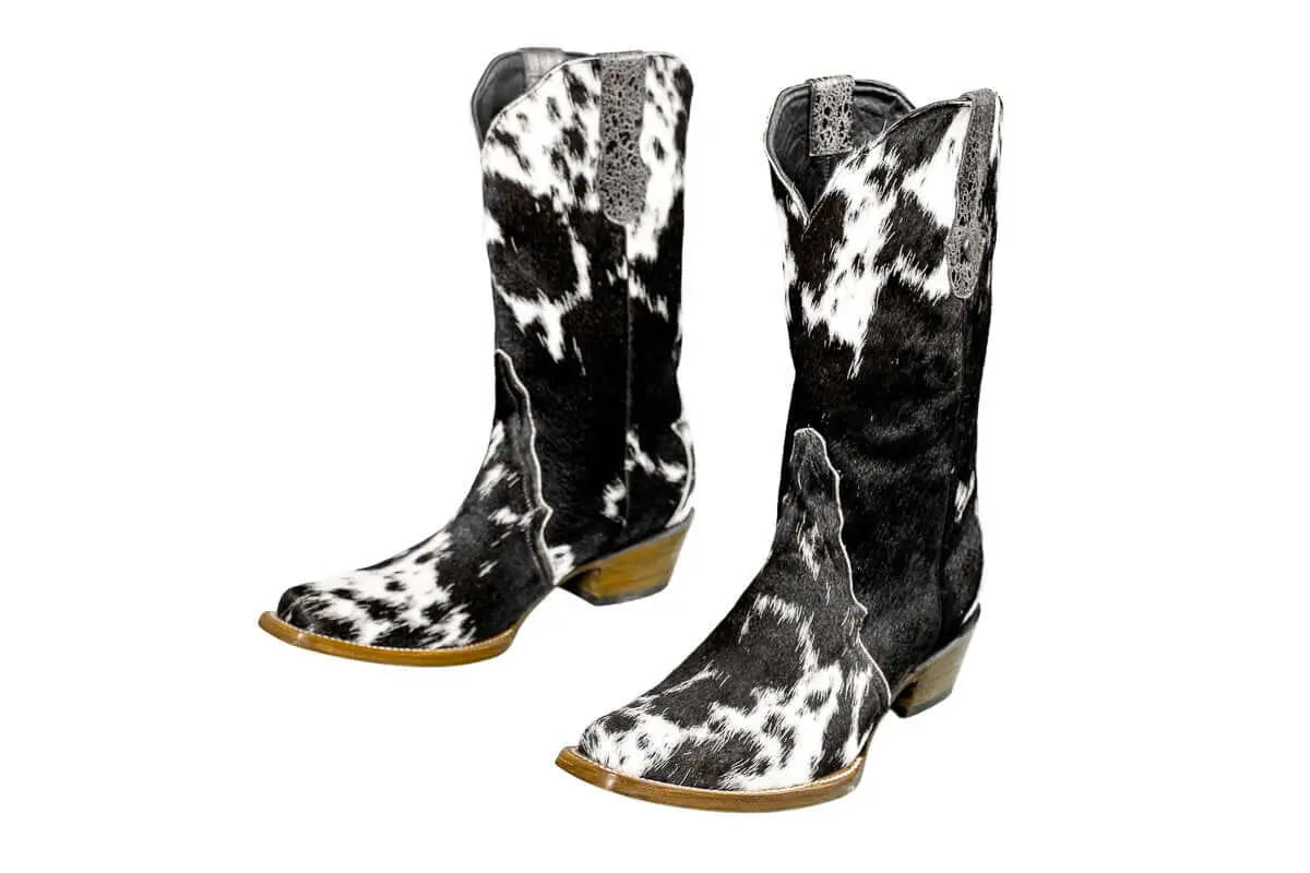 Carmen Tall Cowhide Boots – Hair-on Hide – Size 10.5 – Handmade Western Boots for Women